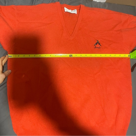 Pringle Sweater XL Orange 100% Wool Pullover Embroidered Logo Made In Scotland - Picture 5 of 6